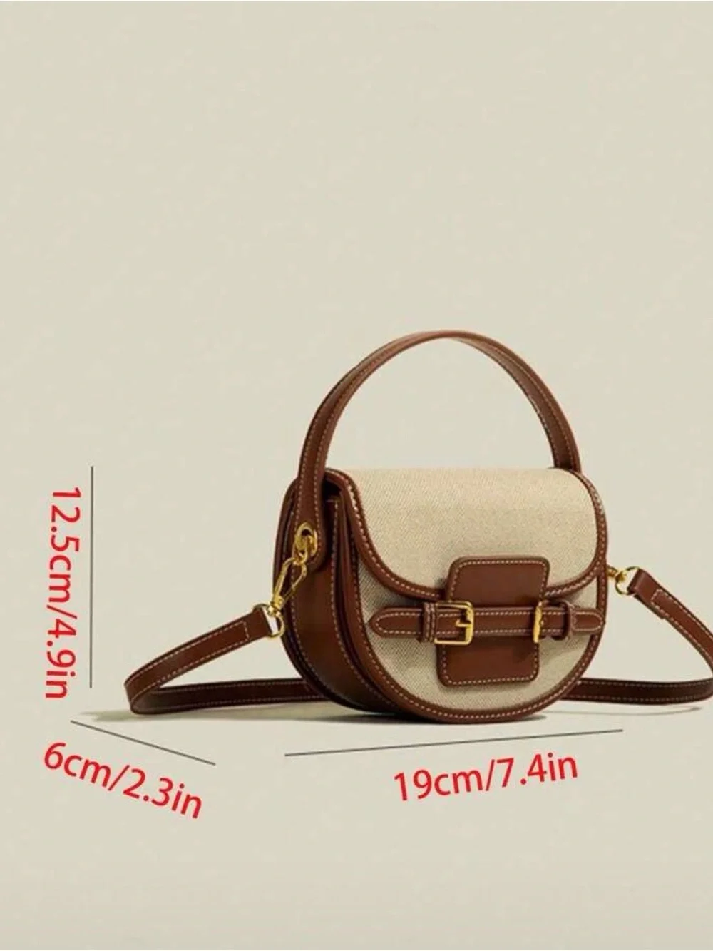 Brown and Cream Saddle Crossbody Bag